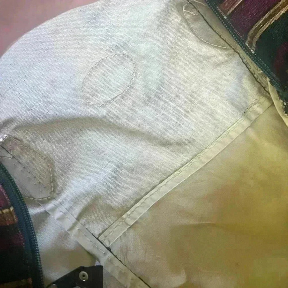 Vintage Striped Purple and  Green Duffle/travel Bag - Picture 6 of 7